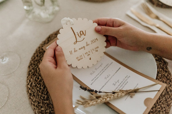 Placa madera natural natalicio