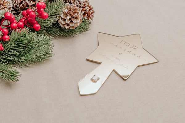 Estrella árbol Navidad - Feliz Navidad + familia