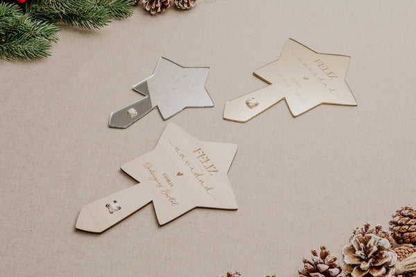 Estrella árbol Navidad - Feliz Navidad + familia