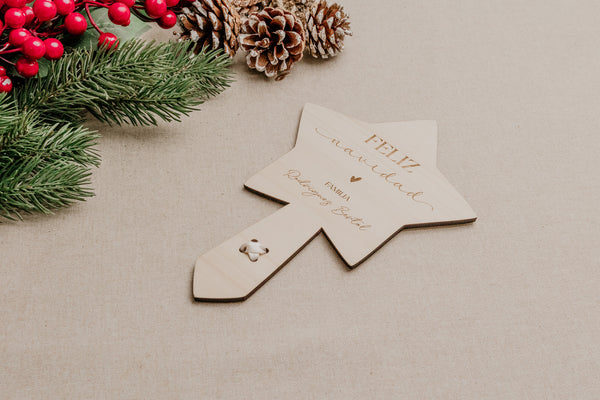 Estrella árbol Navidad - Feliz Navidad + familia