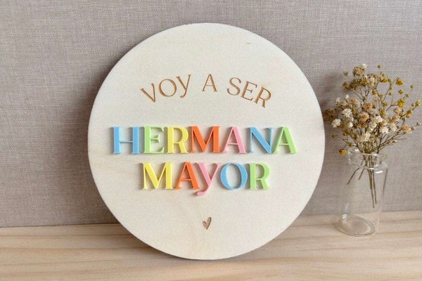 Placa madera metacrilato arcoíris - Voy a ser...