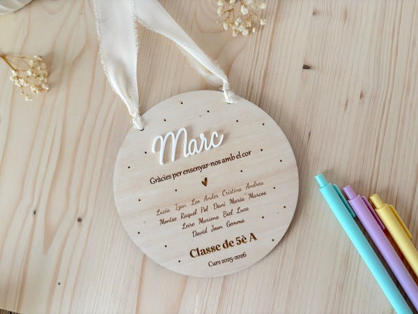 Placa madera - Puntos y metacrilato