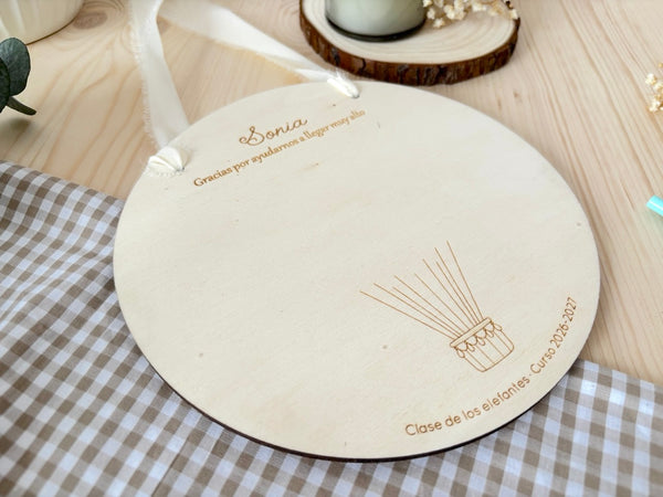 Placa madera - Profe huellas