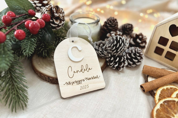 Caja regalo - Mi primera Navidad (base + adorno + placa huella + caja)