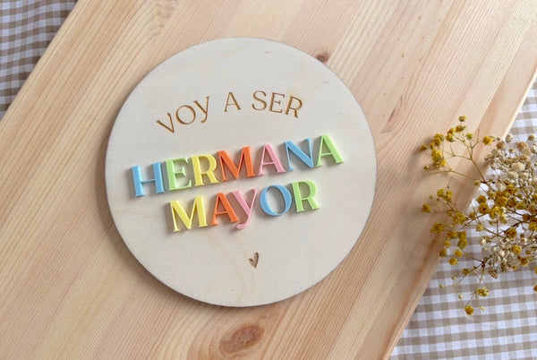 Placa madera metacrilato arcoíris - Voy a ser...