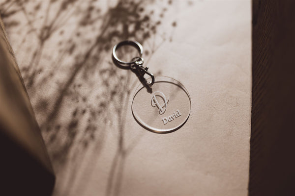 Llavero metacrilato transparente redondo