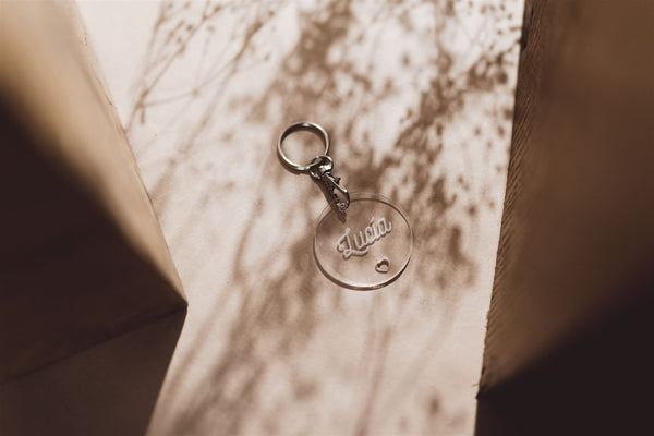 Llavero metacrilato transparente redondo