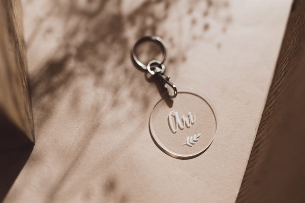 Llavero metacrilato transparente redondo