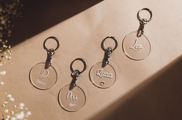 Llavero metacrilato transparente redondo