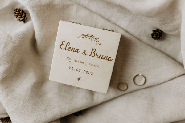 Caja porta alianzas - Ramas con frase personalizada - Lletres de Vida