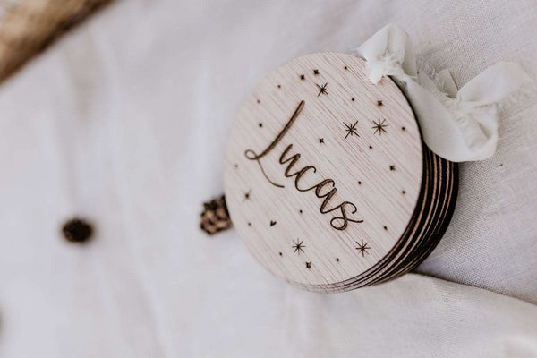 Placas madera cumple meses bebé - Estrellas - Lletres de Vida