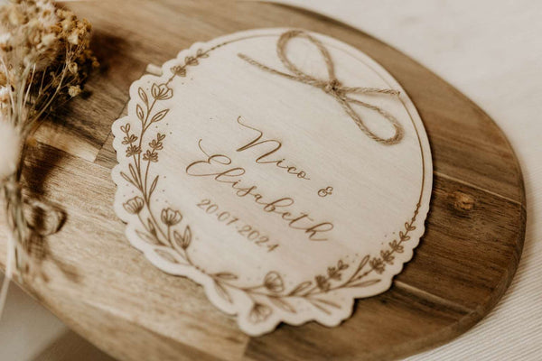 Porta alianzas - Placa corona floral - Lletres de Vida