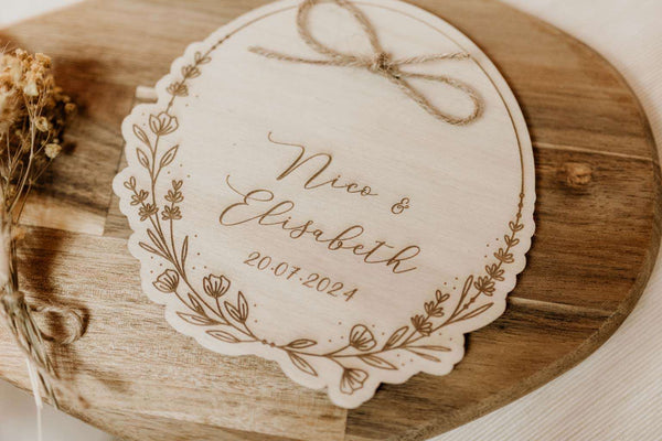 Porta alianzas - Placa corona floral - Lletres de Vida