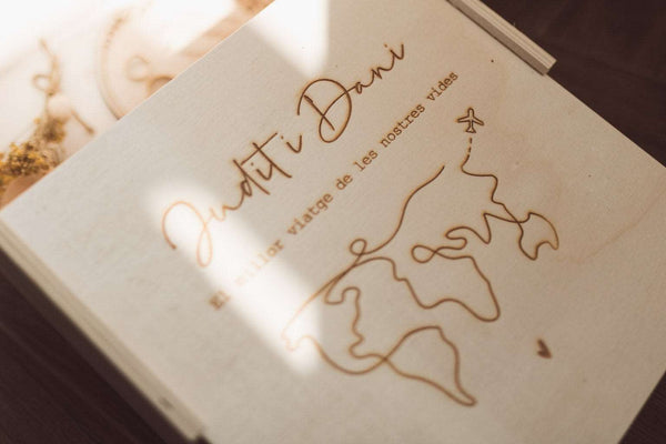 Caja de recuerdos en madera - Mapa mundi - Lletres de Vida