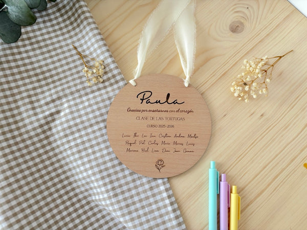 Placa madera - Profe troquelada