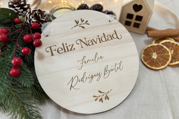Placa Feliz Navidad - Familia personalizado