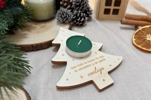 Porta velas de madera